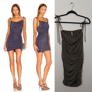 Free People Poppy Ruched Mini Dress Green Small NEW